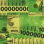 Several billion dollars. Conceptual image with american hundred dollar bills